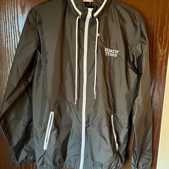 CHAMPION North Texas Windbreaker Jacket Mens Small Gray Zip Up Mesh Lined Logo - Picture 1 of 7
